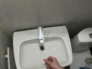 Swedish guy jerking in bathroom, trying to be quiet!