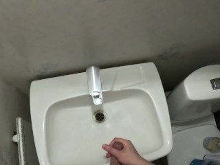 Swedish guy jerking in bathroom, trying to be quiet!