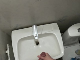 Swedish guy jerking in bathroom, trying to be quiet!