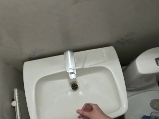 Swedish guy jerking in bathroom, trying to be quiet!