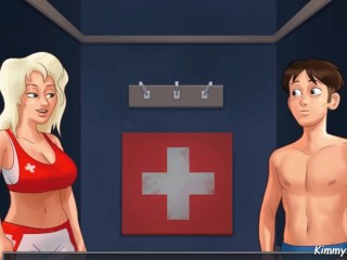 Summertime Saga Sex Scene - Blond Lifeguard save my life and suck my the cum out of my balls