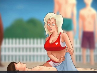 Summertime Saga Sex Scene - Blond Lifeguard save my life and suck my the cum out of my balls