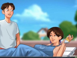 Summertime Saga Sex Scene - Texas Farmer MILF massage and hand job by the poolside