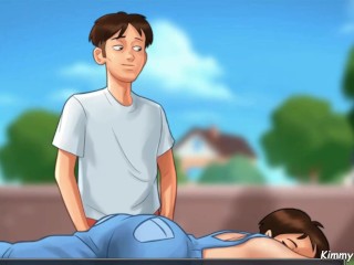 Summertime Saga Sex Scene - Texas Farmer MILF massage and hand job by the poolside