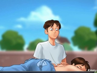 Summertime Saga Sex Scene - Texas Farmer MILF massage and hand job by the poolside