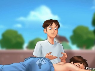 Summertime Saga Sex Scene - Texas Farmer MILF massage and hand job by the poolside