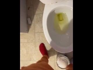 Quick piss with soft dick then slow jerk till hard