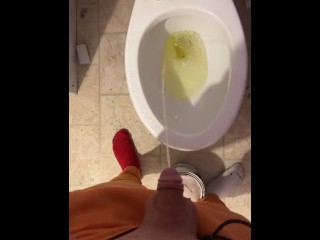 Quick piss with soft dick then slow jerk till hard