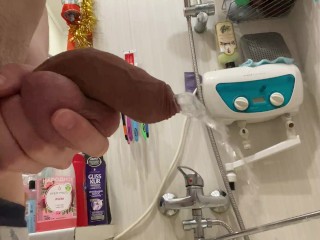 Beautiful uncut cock with big balls peeing in public office toilet 4K