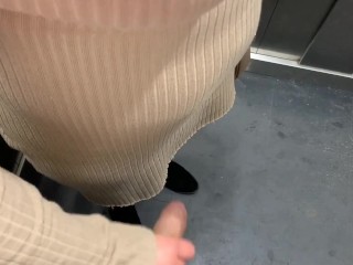 An unknown girl sucks my cock in the elevator and we get caught