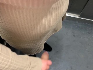 An unknown girl sucks my cock in the elevator and we get caught