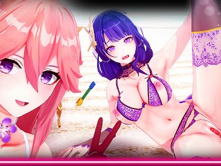 Genshin 💦  Yae Miko & Raiden Ei Experiences PORN! | Anime MILF Hentai R34 SEX JOI MOMMY