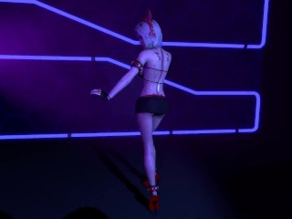 Neon Cat Girl Strip Tease LapDance