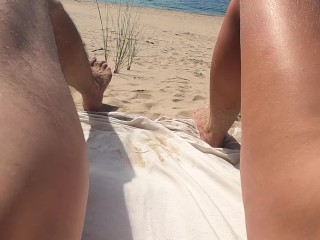 Sex with a stranger at the beach fingering I suck it he cums in my mouth without warning