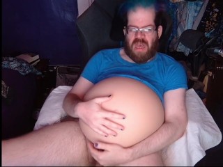 pregnant daddy pushing out another baby, struggling and cumming hard