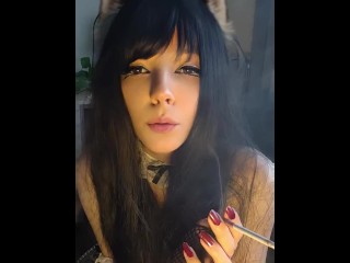 Goth Maid smoking for you(full vid on my 0nlyfans/ManyVids)