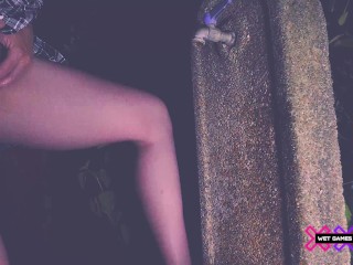 She loves pissing in the garden at night