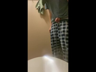 Beat my meat on the toilet seat-awesome masturbation