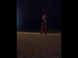 SLUTTY CROSSDRESSER WALKING THE STREETS AT NIGHT!