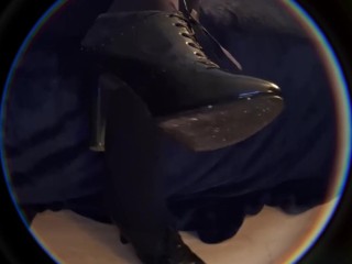 Black Tights Leggings and Patent Leather Stilettos After Work