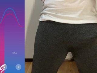 Cum in tight pants, hands free remote anal vibrator prostate orgasm