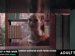 ADULT TIME - T-Girl Ariel Demure Fucks Seductive PAWG In Public Library Without Getting Caught!