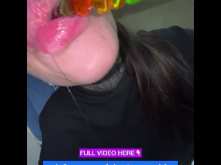 Your giantess Ashley swallows whole gummy snakes