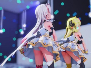 【MMD Hololive  4k/60fps】《Watame (角巻わため) Ayame (百鬼あやめ) 》~《愛包ダンスホールHeart Pie Dancehall HIMEHINA》