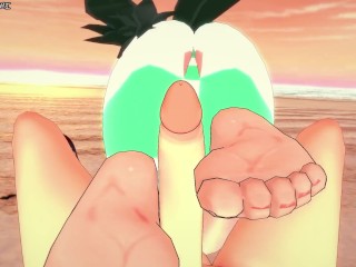 Tsuyu Asui Gives You a Footjob At The Beach! My Hero Academia Feet POV