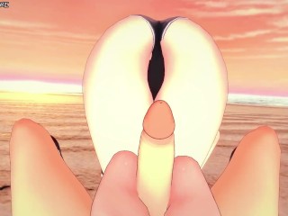 Anna Nishikinomiya Gives You a Footjob At The Beach! Shimoneta Feet POV