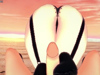 Meiko Shiraki Gives You a Footjob At The Beach! Prison School Feet POV