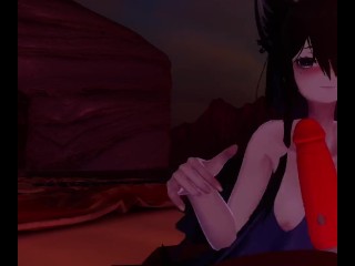 Cute VR GF sucks you off on the beach at sunset