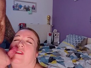 The submissive woman is a real bitch: a huge facial cumshot as a gift