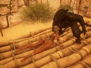 Black panther fucks a wild woman in the mouth