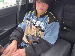 Cute Asian Femboy Masturbates in Car After Getting Fired From Taco Bell