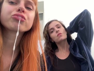 Outdoor POV Spitting And Human Ashtray Humiliation With Kira and Sofi