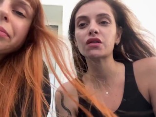 Outdoor POV Spitting And Human Ashtray Humiliation With Kira and Sofi