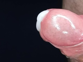 Ruined orgasm and pulsating cum fountain after femdom handjob. Urethral sounding with cum play