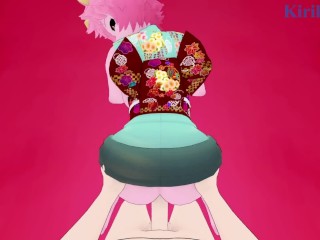 Mina Ashido and Izuku Midoriya have intense sex in the bedroom. - My Hero Academia Hentai