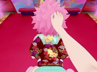 Mina Ashido and Izuku Midoriya have intense sex in the bedroom. - My Hero Academia Hentai