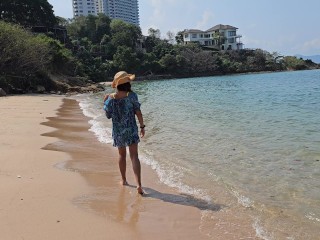 Panties Off n Close Up PEE on Public Beach