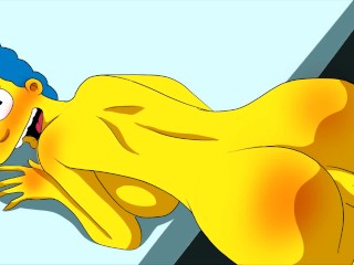 Marge fucks hard while moaning, the simpsons parody