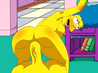 Marge fucks hard while moaning, the simpsons parody