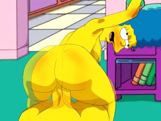 Marge fucks hard while moaning, the simpsons parody