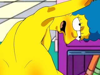 Marge fucks hard while moaning, the simpsons parody