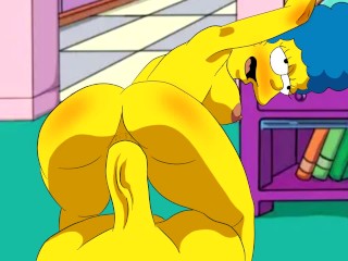 Marge fucks hard while moaning, the simpsons parody