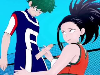 Momo Yaoyorozu and Izuku Midoriya have intense sex on the rooftop. - My Hero Academia Hentai