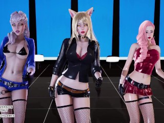 [MMD] AOA - Bing Bing Ahri Evelynn Seraphine Hot Kpop Dance League Of Legends Hentai