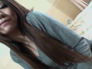 POV sex and blowjob scene with a brunette Asian hottie