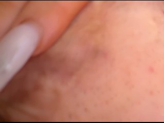 Blonde TS fucks herself